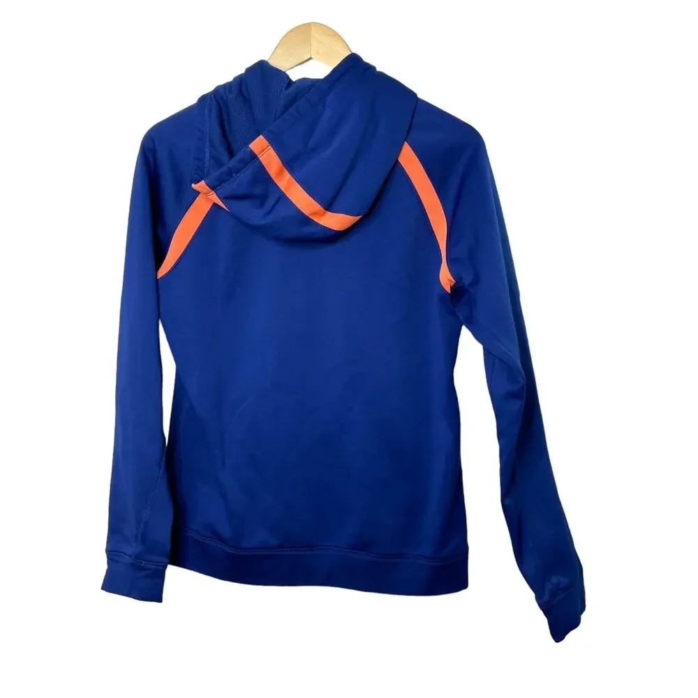 Nike Therma-Fit Blue & Coral 1/4 Zip Hooded Sweatshirt Women's Medium - Picture 2 of 10
